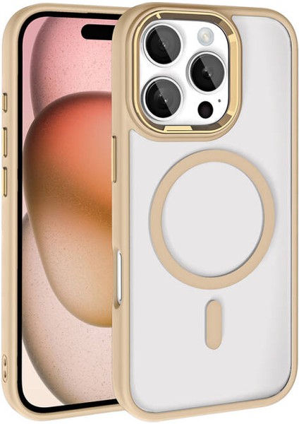 iPhone 16 Pro Max Kılıf Wireless Şarj Özellikli Krom Magsafe Silikon Kapak