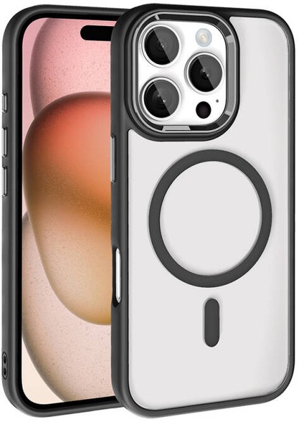iPhone 16 Pro Max Kılıf Wireless Şarj Özellikli Krom Magsafe Silikon Kapak