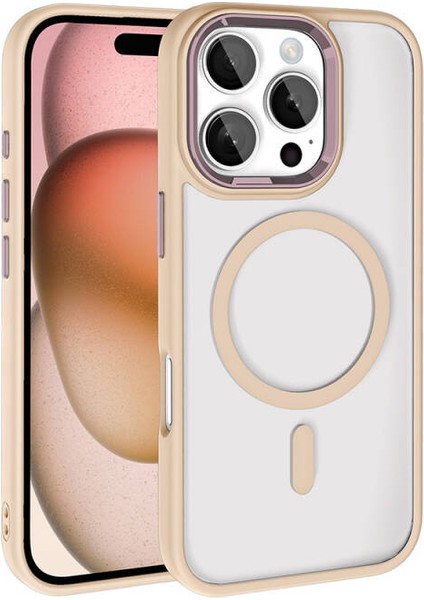 iPhone 16 Pro Max Kılıf Wireless Şarj Özellikli Krom Magsafe Silikon Kapak