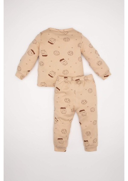 Erkek Bebek Pijama Takımı Süt Baskılı Uzun Kollu Üst Uzun Alt D5350A524WN indirimleri