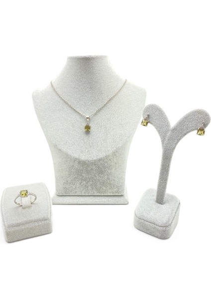 Özel Kesim Zirkon ve Sultanit Taşlı Gümüş Takı Seti, Şans ve Anneler Günü Hediyesi