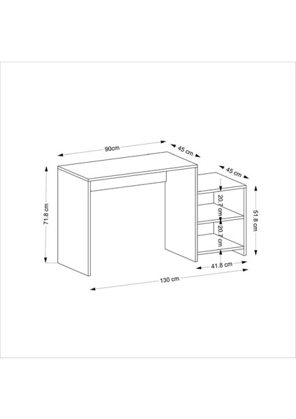 Karendh 2 Raflı Çalışma Masası Safirmeşe