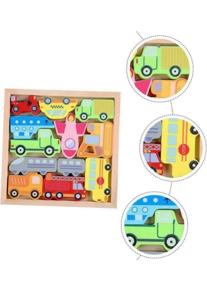 Ahşap 12 Parça Nesneli Tetris Puzzle Eğitici Montessori Oyuncak