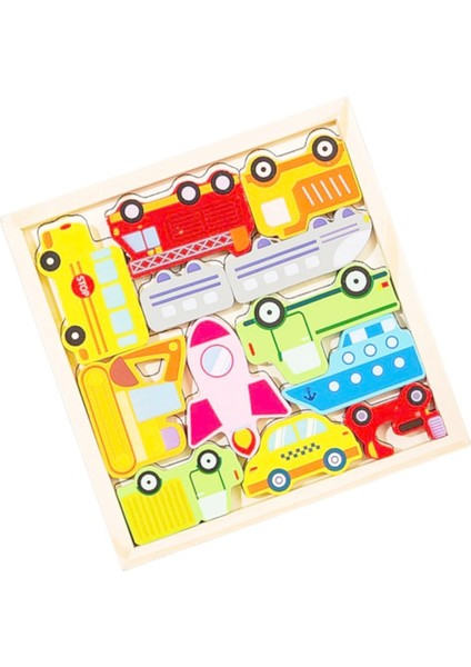 Ahşap 12 Parça Nesneli Tetris Puzzle Eğitici Montessori Oyuncak