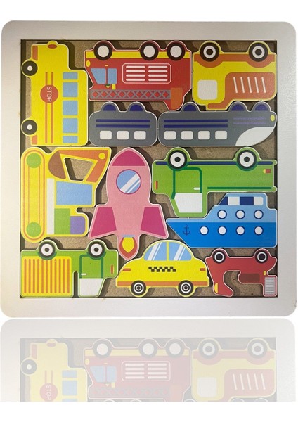 Ahşap 12 Parça Nesneli Tetris Puzzle Eğitici Montessori Oyuncak