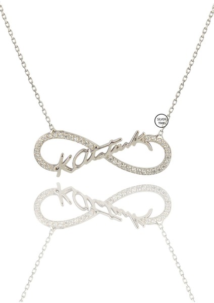 925 Ayar Gümüş Sonsuzluk Atatürk Kolyesi, Zirkon Taşlı, Şık ve Zarif Tasarım