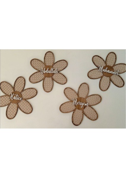 4'lü Set 30 cm Çap Papatya Hazeran Ahşap Rattan Kapı Bebek Odası Kapı Duvar Süsü Dekorasyon modelleri