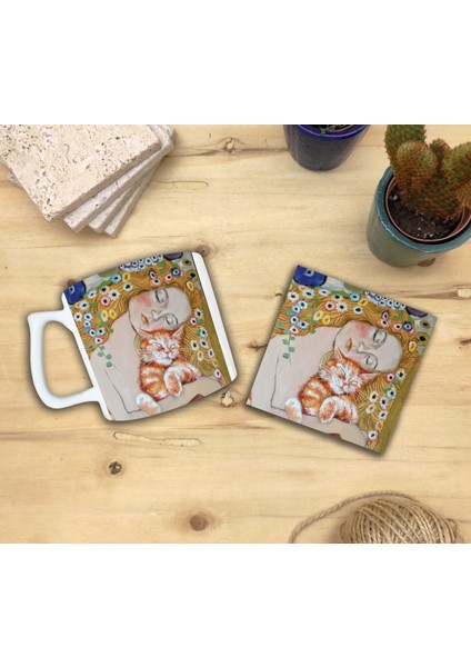 Kediler ve Sanat/gustav Klimt Danae Set 10 - Yelken Fincan Kupa-Taş Bardak Altlığı 3 fiyatları