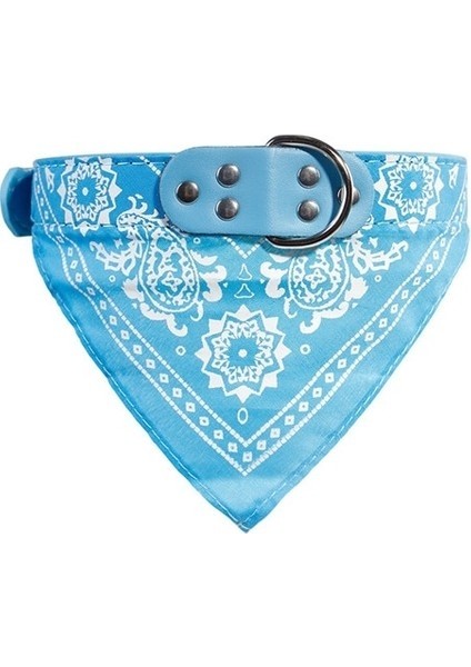 Longbangdian Shop Açık Mavi Tarzı L Beden Ayarlanabilir Köpek Bandana Deri Baskılı (Yurt Dışından)