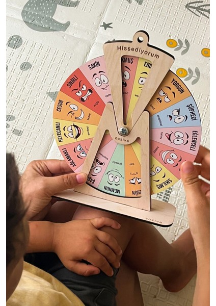 Ahşap Duygu Çarkı Oyuncağı, Montessori Duygu Tablosu, Küçük Çocuk Hediyesi