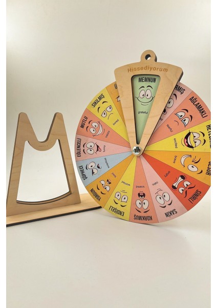 Ahşap Duygu Çarkı Oyuncağı, Montessori Duygu Tablosu, Küçük Çocuk Hediyesi