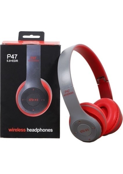 P47 Bluetooth Kulaklık Kulak Üstü Katlanabilir Subwoofer Spor Kulaklık (Yurt Dışından)