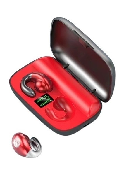Kemik Iletimli 5.3 Bluetooth Kulaklık Düşmeyi Önleyen Kulak Klipsi Kablosuz Spor Süper Uzun Be (Yurt Dışından)