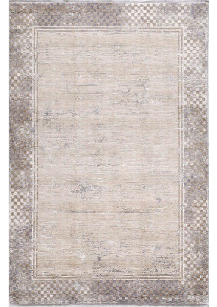 Couture 00866a Gri Gold Çerçeveli Eskitme Ipek Halı