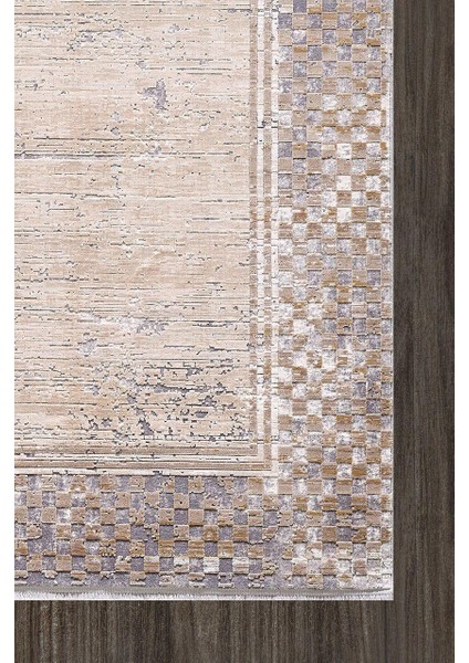 Couture 00866a Gri Gold Çerçeveli Eskitme Ipek Halı fiyatları