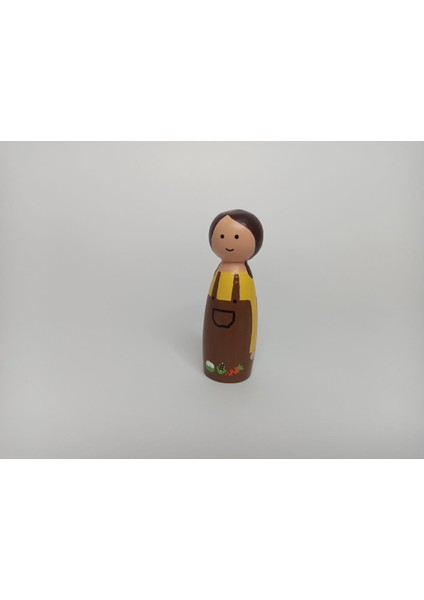Ahşap Bebekler Meslekler Pegbebekleri Kadın Çiftçi Pegdoll
