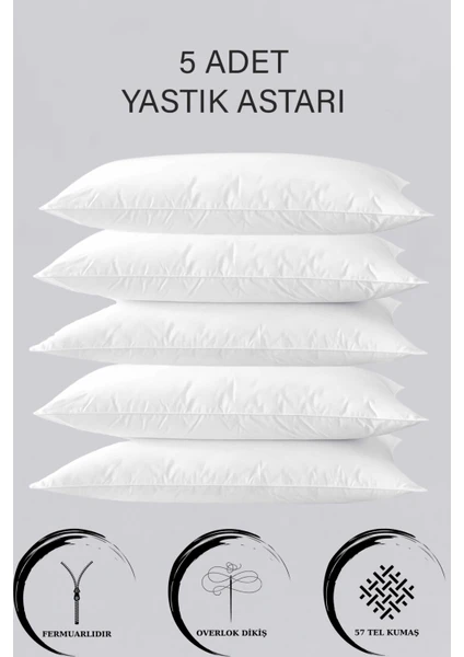 Teksnil Home | 5 Adet Fermuarlı Yastık Astarı  50 x 70 cm  Fermuarlı Beyaz Yastık Kılıfı  Yastık Iç Kılıfı  Yastık Şiltesi  Yastık Milti