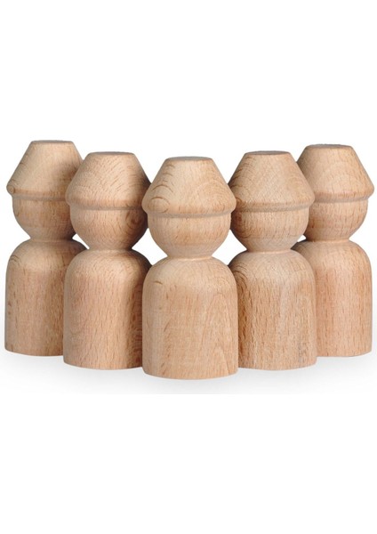 Montessori Toys Ahşap El Yapımı Peg Bebek 6'lı Boyama Seti Fırça Boya Dahil -PEG14-7,5CM