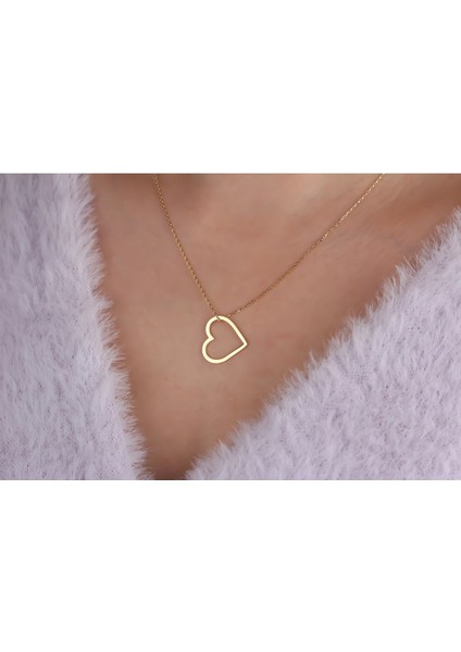 Renkli Gümüş Kalp Kolye, 925 ayar, zirkon taşlı, şık ve zarif takı seçeneği