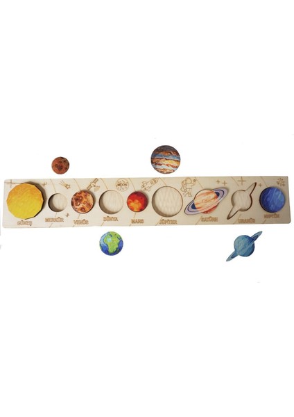 Ahşap Renkli Güneş Sistemi ve Gezegenler