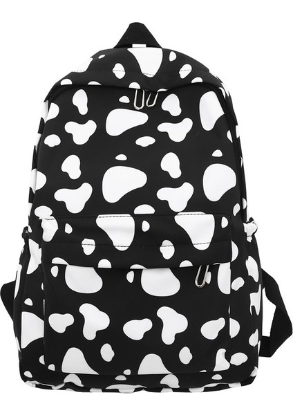 Rahat Büyük Kapasiteli Sırt Çantası Inek Deseni Moda Kızlar Kore Versiyonu Düz Renk Basit Üniversite Öğrencisi Okul Çantası Seyahat Sırt Çantası (Yurt Dışından)