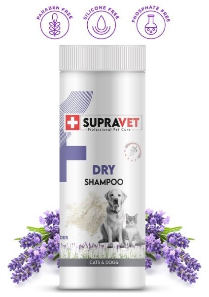 Supravet Dry Shampoo Lavanta Özlü Kedi ve Köpek Toz Şampuan 150 ml - SUP050