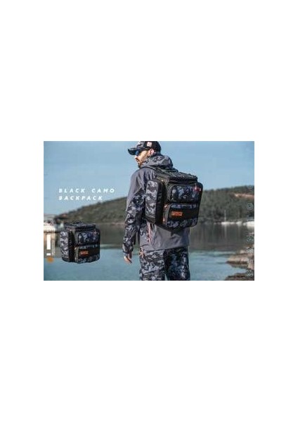 Black Camo Back Pack - Balıkçı Sırt Çantası