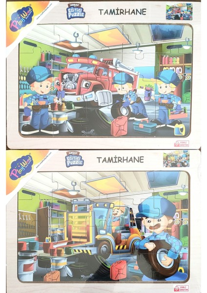 Ahşap Eğitici Puzzle 2 Adet 34X24 cm 20 Parça -Tamirhane