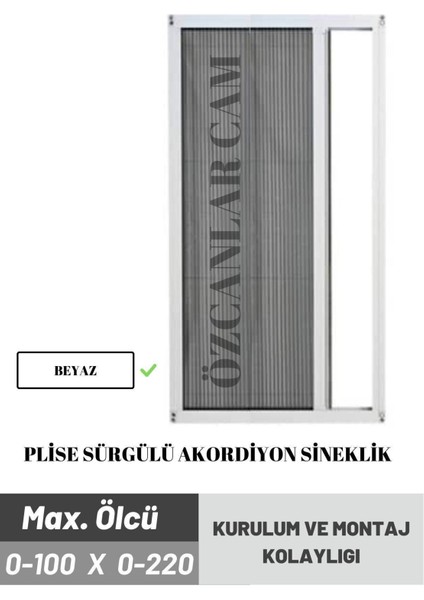 Plise Pileli Sürgülü Sineklik 0-100 x 0-220 Cm(Çelik Kapı, Ahşap Kapı ,pimapen Kapı) Pilise Sineklik