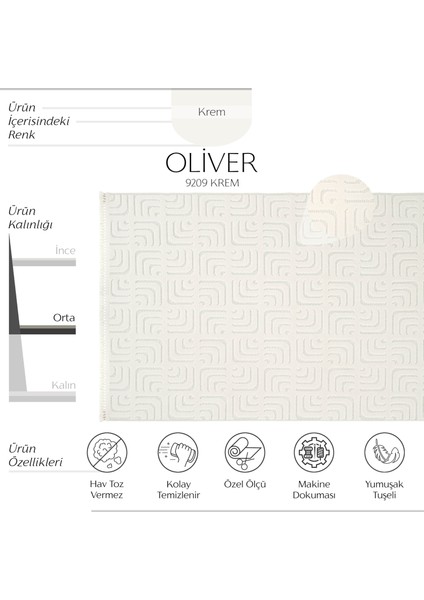 Oliver 9209 Krem Yolluk Modern Salon Halısı Antre Hol Koridor Halısı Dokuma Makine Halısı