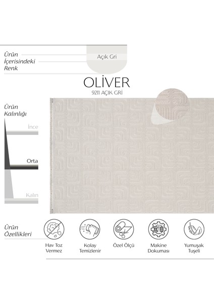 Oliver 9211 Gri Yolluk Modern Salon Halısı Antre Hol Koridor Halısı Dokuma Makine Halısı