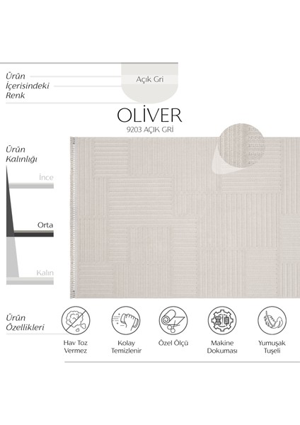 Oliver 9203 Gri Yolluk Modern Salon Halısı Antre Hol Koridor Halısı Dokuma Makine Halısı