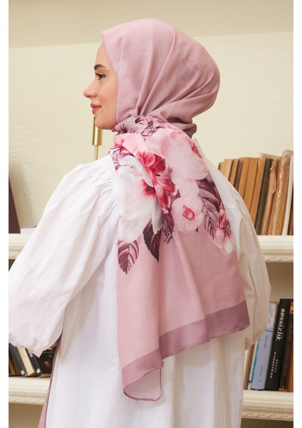 Floral Pamuk Viskon Şal Pembe