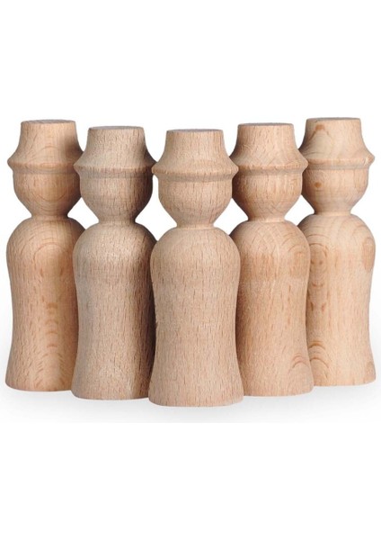 Montessori Toys Ahşap El Yapımı Peg Bebek 6'lı Boyama Seti Fırça Boya Dahil -PEG11-9,5CM