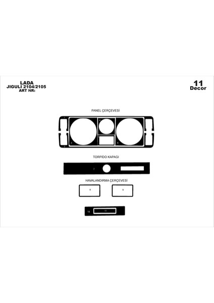 Marscockpitdesign Lada Jiguli Konsol-Maun Kaplama 2104-2105 11 Parça