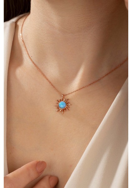 Kadın Zarif Mavi Taşlı 925 Ayar Gümüş Kolye fiyatları