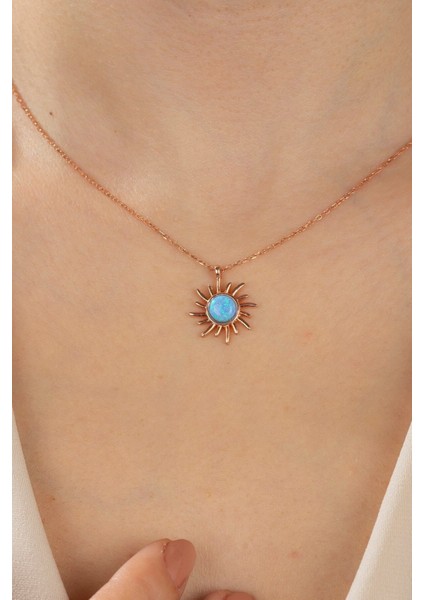 Kadın Zarif Mavi Taşlı 925 Ayar Gümüş Kolye modelleri