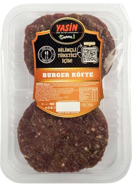 Yasin Gurme Dana Burger Köfte 300 gr