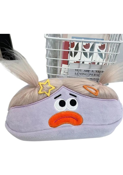 Kawaii Komik Büyük Kapasiteli Peluş Kalem Çantası Yaratıcı Karikatür Büyük Ağızlı Kız Kalem Saklama Kutusu Taşınabilir Okul Kırtasiye Hediye (Yurt Dışından)