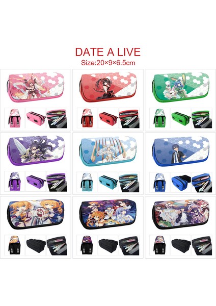 Anime Tarih A Canlı Kotori Itsuka Tokisaki Kurumi Tuval Çift Katmanlı Büyük Kapasiteli Kalem Kutusu Kalem Kutusu Okul Ofis Kalem Çantası (Yurt Dışından)