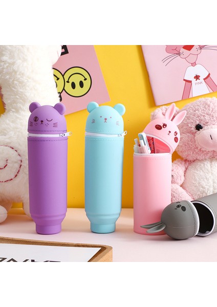 Kawaii Sevimli Hayvan Kalem Kutusu Büyük Kapasiteli Silikon Kalem Çantası Fermuarlı Kalem Çantası Öğrenciler Için Kırtasiye Okul Malzemeleri (Yurt Dışından) modelleri