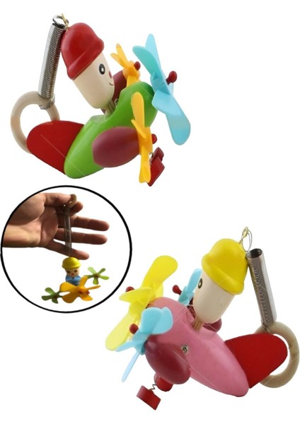 Oyuncak Ahşap Yaylı Zİp Zİp Helikopter Uçak 1 Adet