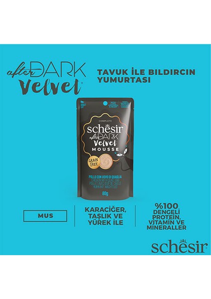 After Dark Pouch Tavuklu ve Bıldırcın Yumurtalı Tahılsız Yetişkin Kedi Konservesi 12 Adet 80 gr modelleri