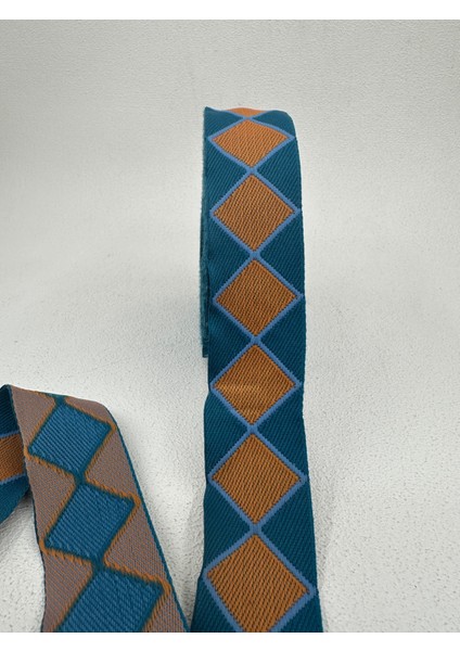 3.5 cm Kilim Desenli Şerit-5 Metre-(Sarı/mavi)