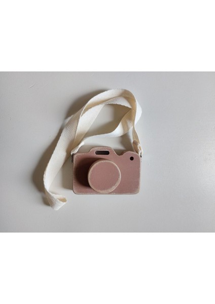 Ahşap Oyuncak Fotoğraf Makinesi Eskitme Sütlü Kahve