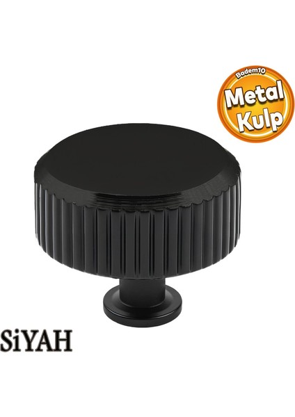 Taç Çizgili Düğme Metal Kulp Siyah Çekmece Mobilya Mutfak Dolabı Kulbu