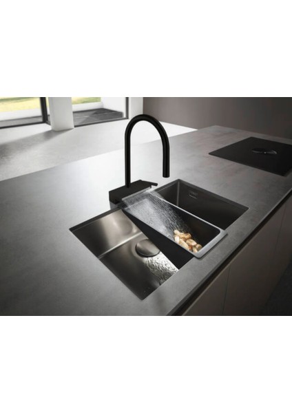 Aquno Select M81 Tek Kollu Eviye Bataryası 170 - Çekilebilir El Duşu - 3 Jet - SBox Satin Siyah