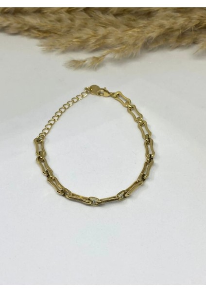 Çelik Gold Zincir Bileklik (1 Yıl Güvenceli)