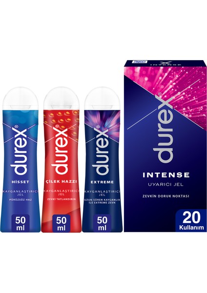 Hisset 50ml + Çilek Jel 50ml + Intense  Jel + Extreme Anal  Jel 50ml