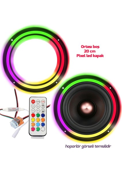 Pixel Ledli 20CM Hoparlör Kapak Içi Boş 2 Adet Poke PK-6050